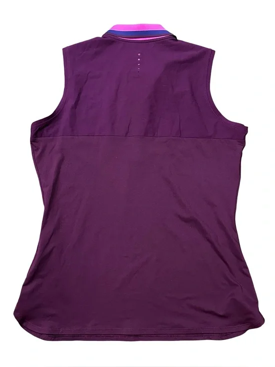 Nike Golf Dri Fit Purple Sleeveless Polo Blouse Top Size Large Pickleball Tennis - Picture 2 of 8